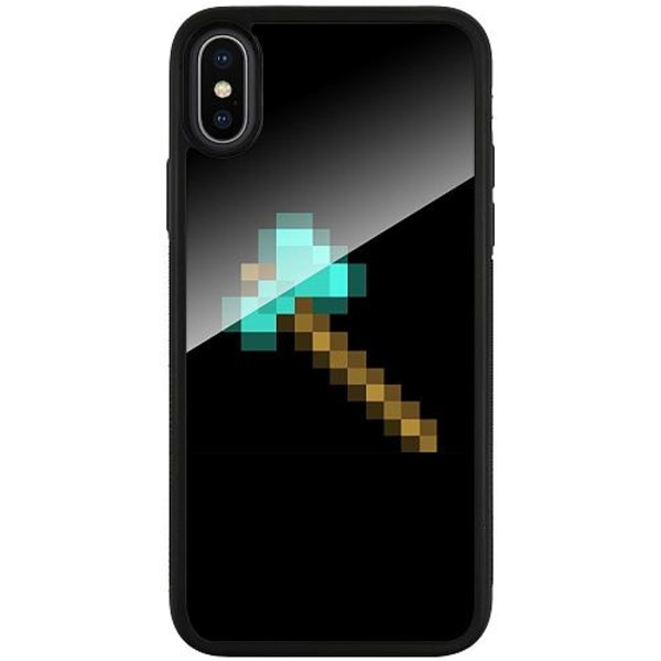 Apple Iphone X / Xs Svart Mobilskal Med Glas Minecraft