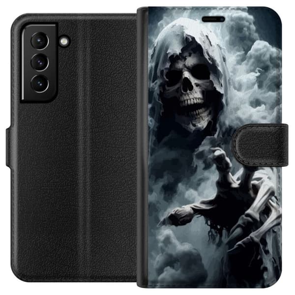 Yhteensopiva Lompakkokotelo Samsung Galaxy S21+ 5G Viikatemies juliste kuolema pääkallo tumma taide kauhu kauhu kummitus sumu pääkallo pelottava tumm