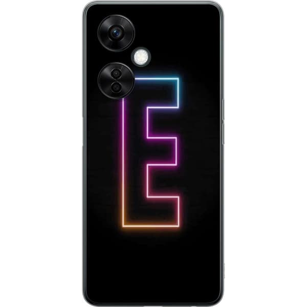Kompatibelt Mobildeksel til OnePlus Nord CE 3 Lite Minimalistisk neonbokstav E i lyse farger mot mørk bakgrunn i moderne og elegant design