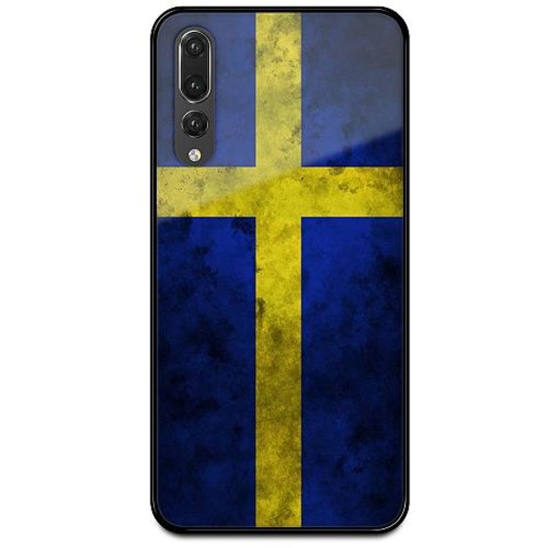 Huawei P20 Pro Svart Mobilskal Med Glas Sverige Flagga