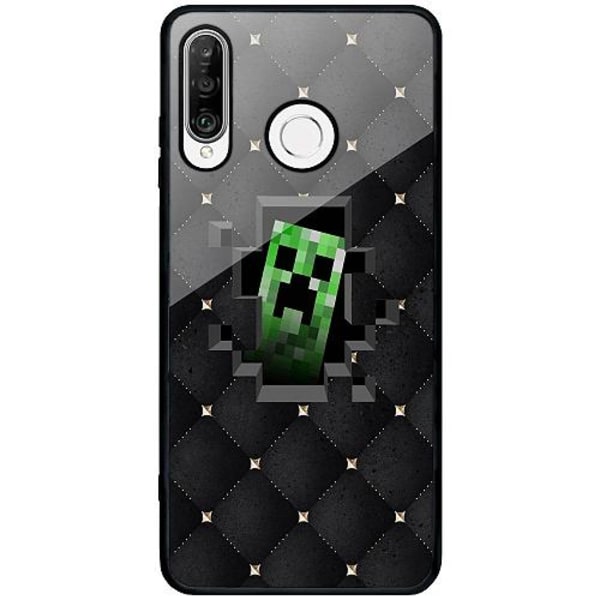 Huawei P30 Lite Svart Mobilskal Med Glas Minecraft