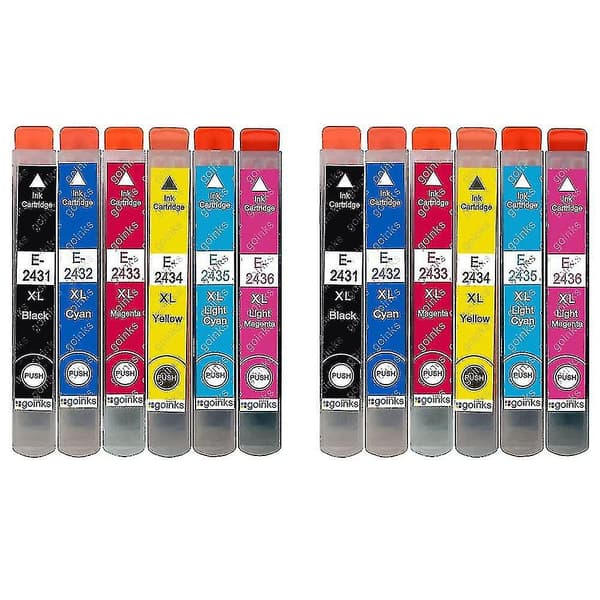 2 Sarjaa 6 mustepatruunaa Epson T2438:n (24xl-sarja) korvaamiseen Yhteensopiva/ei-OEM  (12 mustetta)
