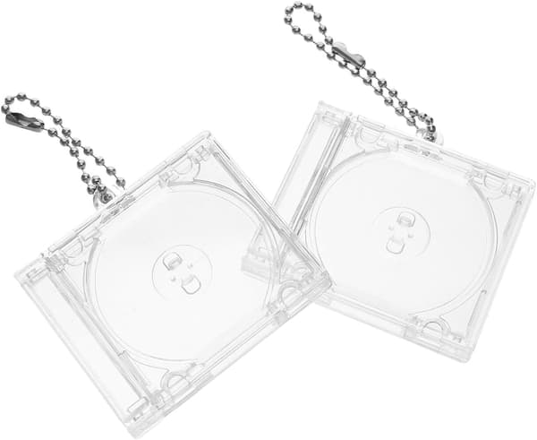Akryl Mini CD Etui Nøglering DIY Fan Vedhæng til Album Samling Souvenir, Gennemsigtig, 2-pak