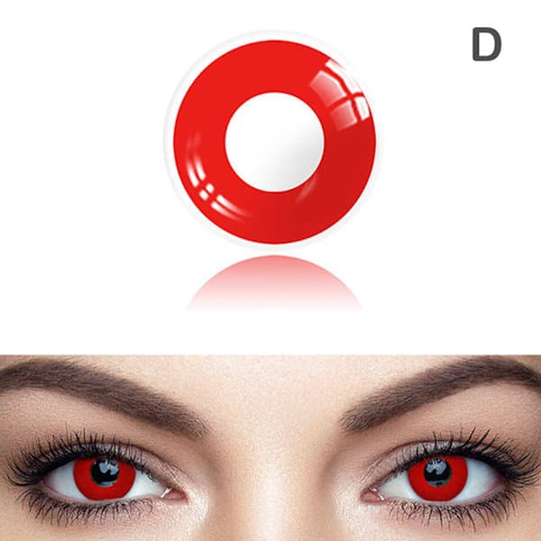 Farverige Halloween kontaktlinser Anime Cosplay Øjenlinser Pure red_paris