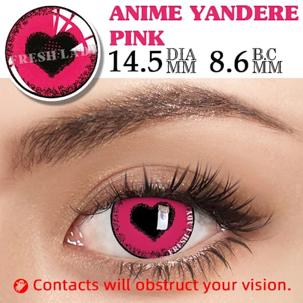 Bio-Essens 2 stk Halloween Cosplay Kontaktlinser Rosa Røde Linser Multi-Farvede Linser Anime Cosplay Linser Mode Lins Anime Yandere pink 0