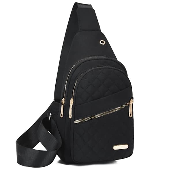 Liten Sling Ryggsekk Dame Crossbody Messenger Veske Reise Svart - svart