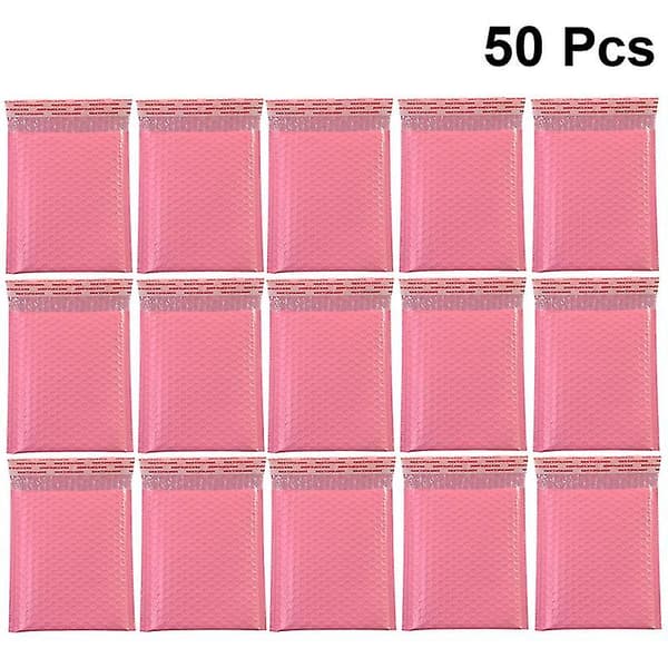 50 stk Praktiske bobleoppbevaringsposer Støtsikker ekspresslevering Emballasjepose Boblepose for hjem Butikk Kontor (rosa, 15x11cm)