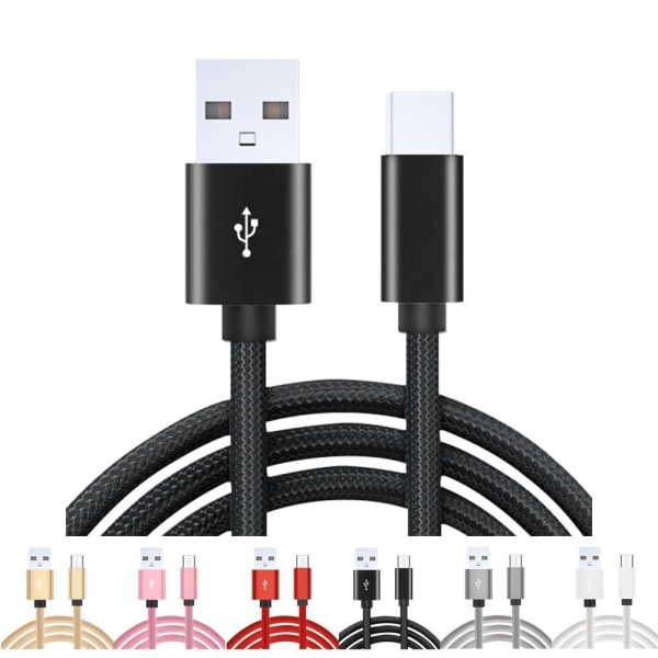 2m USB-C laddare till Samsung S10, S10E, S10 Plus Svart