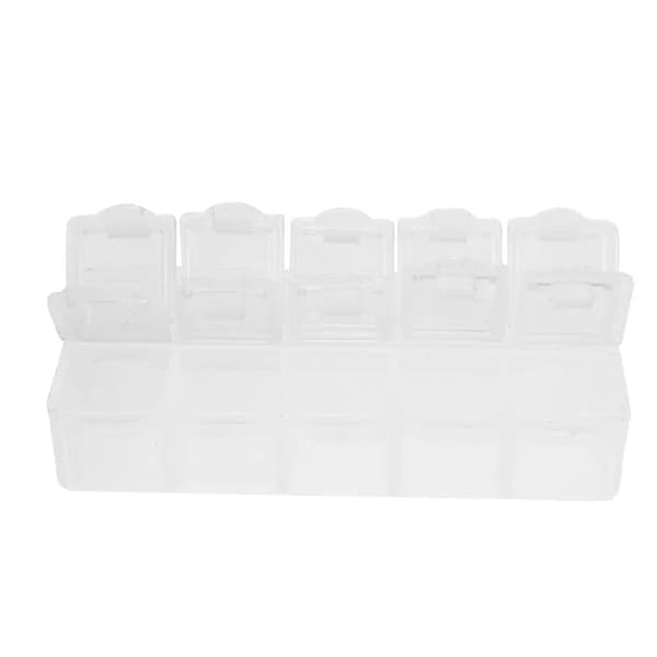 2 rækker 10 rum Bærbar Plastik Firkantet Æske Holder Opbevaringsbeholder Etui Neglekunst Dekoration Opbevaringsæske Beholder Etui~01773