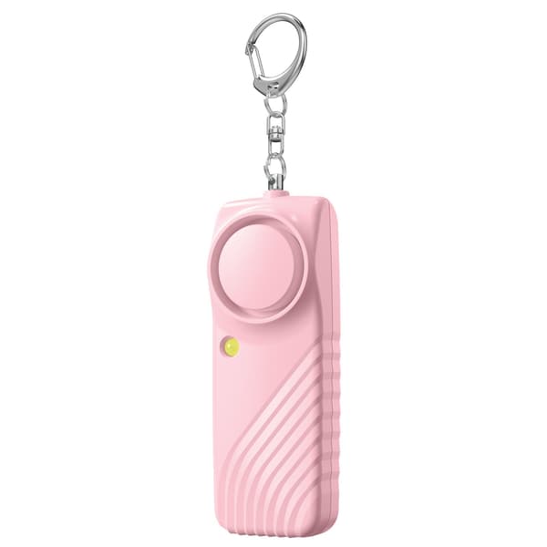 Personlig sikkerhedsalarm med batteri - 130dB høj nødalarm nøglering med LED-lys pink