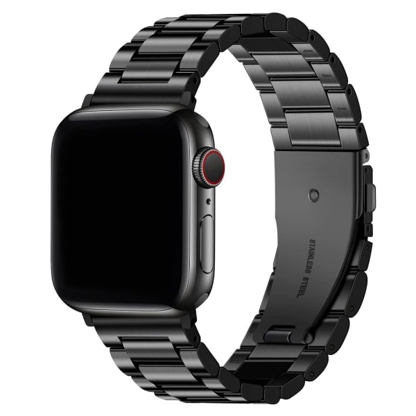 Metallreim i rustfritt stål til iWatch/Apple Watch Series 8/7 SE/6/5/4/3/2/1 Series Ultra, 38mm/40mm/41mm Svart