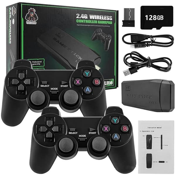 23000+ 4K HDMI TV Videospillpinne Retro Spillkonsoll med 2 trådløse kontrollere 4K Spillpinne, Ny 128G