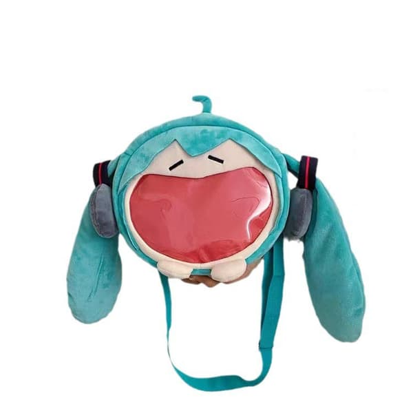 Kawaii Anime Hatsune Miku Cosplay Plysj Ryggsekk Ita Bag Dameveske Skolestudent Menn Fløyel Skulderveske Jentegave Blå