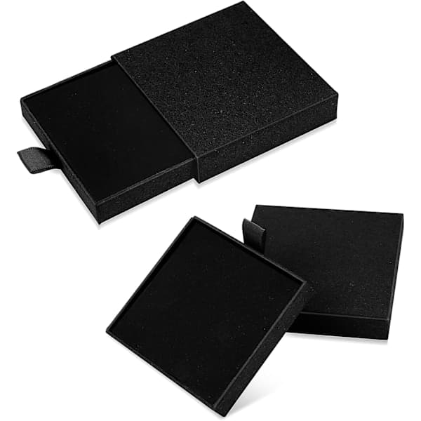 2 stk Smykker Gaveemballasje Armbånd Gaveesker Papp Smykkeskrin Firkantet Halskjede Øredobb Armbånd Gaveeske Kraft Organizer (Svart)