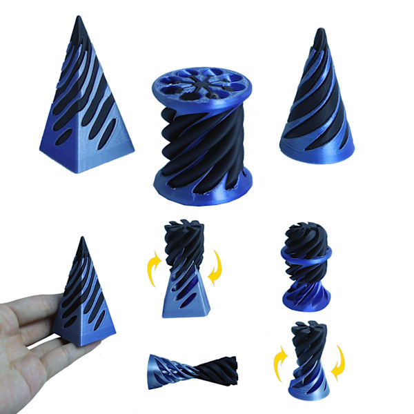 3-pakning Impossible Cones, Spiral Cones Fidget Toy Impossible Pyramid End-to-End Toy blå