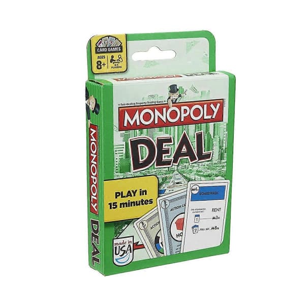 Monopoly Deal -korttipeli, nopeatempoinen peli 2–5 pelaajalle, peli perheille ja lapsille, 8+