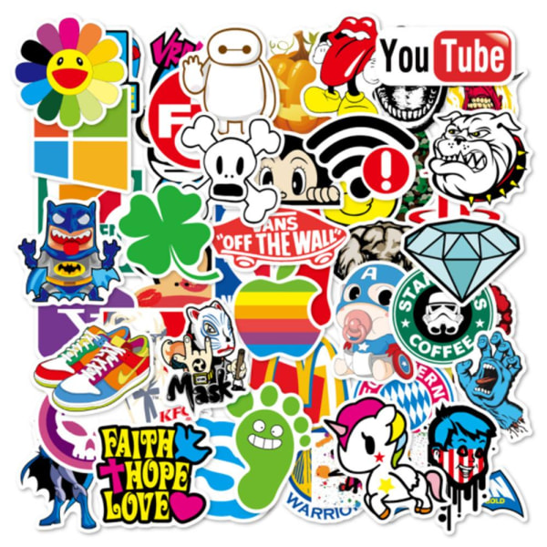 Otego 100 Stk Fashion Graffiti Stickers Vandtæt Laptop Bagage Skøjte Multicolor