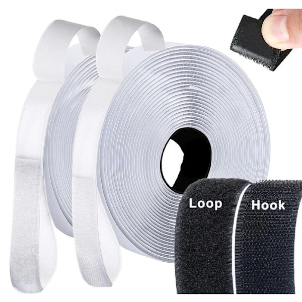 Borrelås med selvklebende tape 2cm x 8m