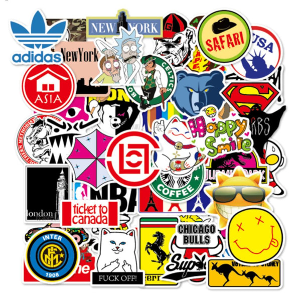 Otego 100 Stk Fashion Graffiti Stickers Vandtæt Laptop Bagage Skøjte Multicolor