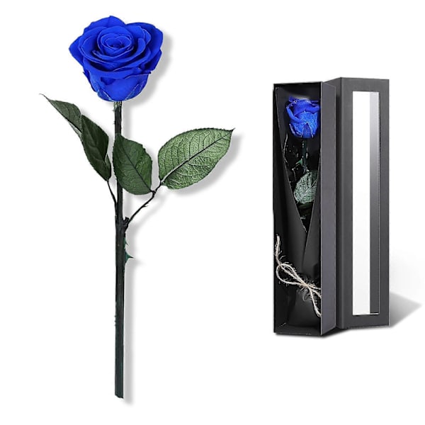Blå Blommor för Leverans Prime, Konserverade Blå Rosor Blomstergåvor för Kvinnor, Äkta Rosor