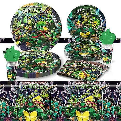 Sarjakuva Ninja Turtles -teemaiset lasten syntymäpäiväjuhlatarvikkeet, kertakäyttöiset astiastot
