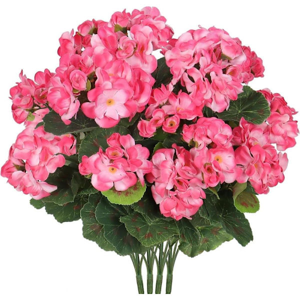 1/6/12/24-pack Konstgjorda Pelargoner, UV-beständiga Falska Blommor Utomhus Växter Dekor