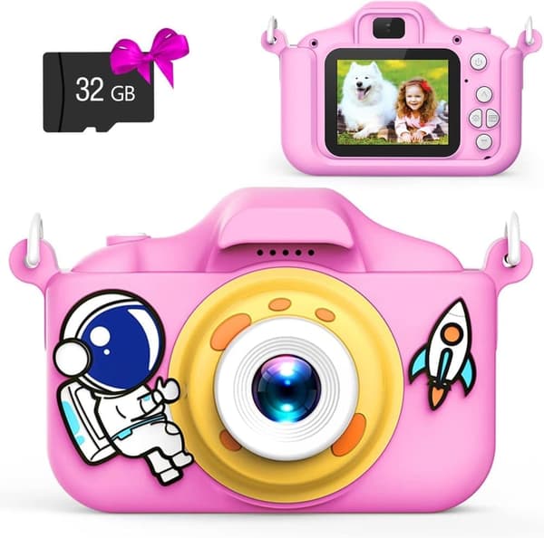 Barnekamera for barn, 20 MP HD digitalkamera, bærbart selfiekamera med 32 GB SD-kort
