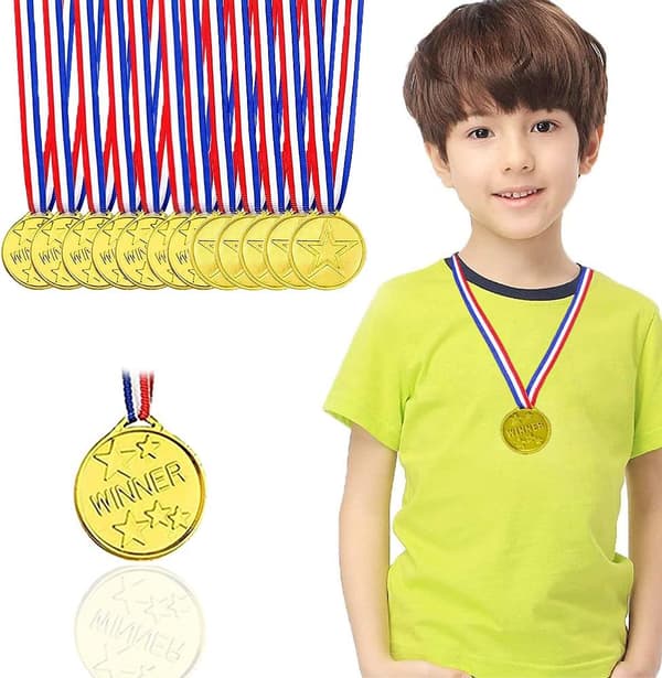 20 st strålande solstrålar Olympiska medaljer, plastguldmedaljer,
