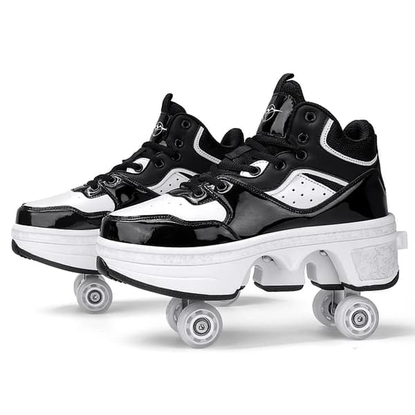 Unisex Youth Deformation Skating Shoes Four Wheels Rounds Of Roller Skate Shoes Casual Sneakers Deform Roller Shoes multi