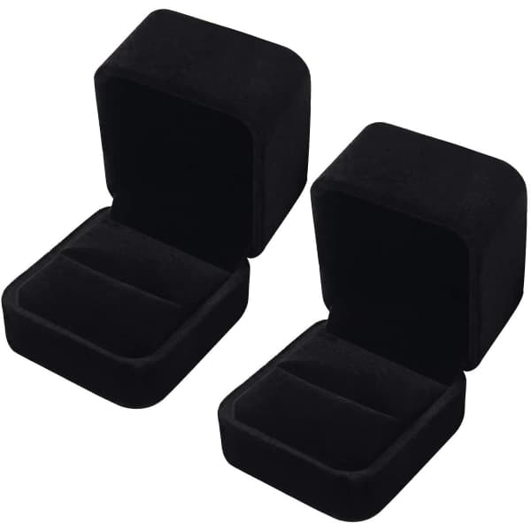 2 stk Elegante fløyelsringesker for forlovelsesring, enkel fløyelsring Gaveesker Klassisk smykkeskrin