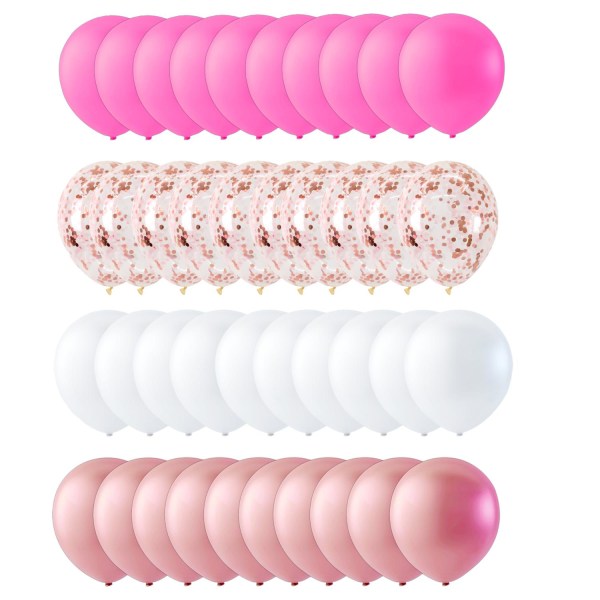 Sassier Balloner 40-pak Pink, Konfetti Balloner, Hvide Og Lyserøde Multicolor
