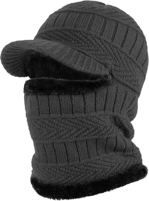 Vinterstrikket balaklava lue hatt med fleksibel halsvarmer, unisex vindtett varm ski ansiktsmaske for utendørssport
