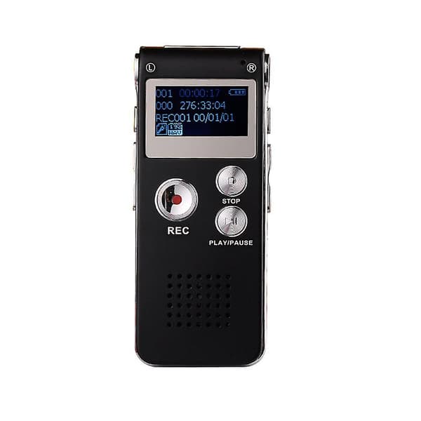 16 GB Digital Stemmeoptager (diktafon), genopladelig USB og 30 timers optagelse, digital lyd- og MP3-afspiller, til brug ved møder/interviews/forelæsn