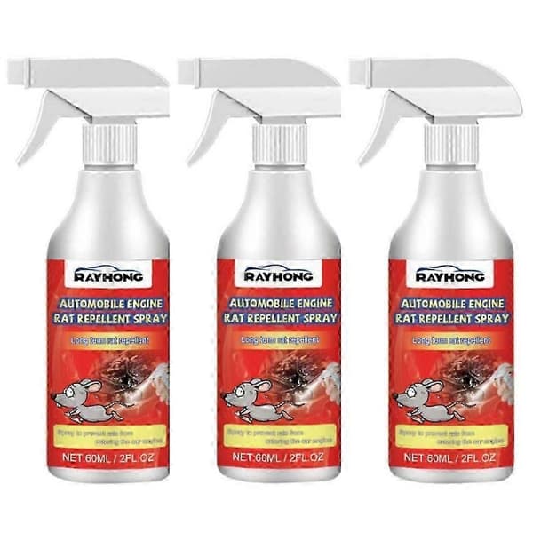 3x Pebermynteolie til Rotter og Bilmotorer, Rotteforebyggende Spray, Hjemme- og Bilmotorbeskyttelsesspray