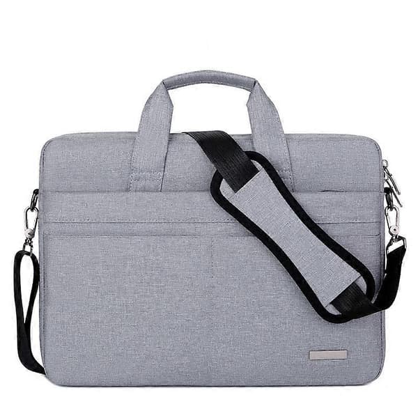 Grå Laptopveske 15,6 Tommer Vanntett Dokumentmappe PC-veske Nettbrett Datamaskin Skulderveske Gave til