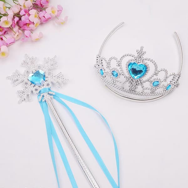 Prinsesse Elsa Krone Tiara og Tryllestavsett  Sølv Hjerte Smykke Kle deg ut Kostyme Tilbehør for Små Jenter Cosplay