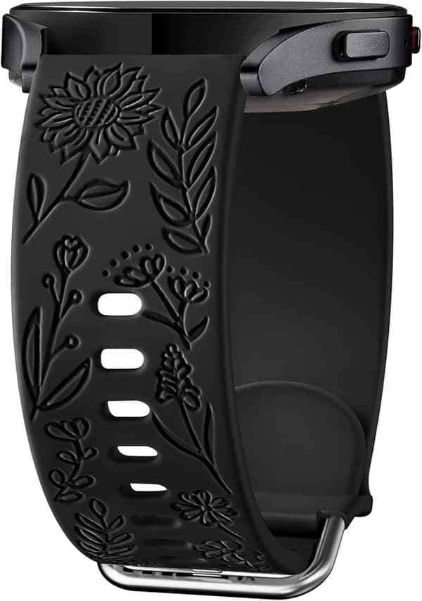 Solsikke-graverte stropper kompatibel med Samsung Galaxy Watch 7 6 5 4 40mm 44mm Kvinner, 20mm Myk Silikonreim for Galaxy Watch