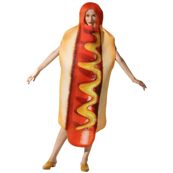 Aikuisten jättimäinen hot dog hauska naamiaisasu - Yksi koko_tfrf