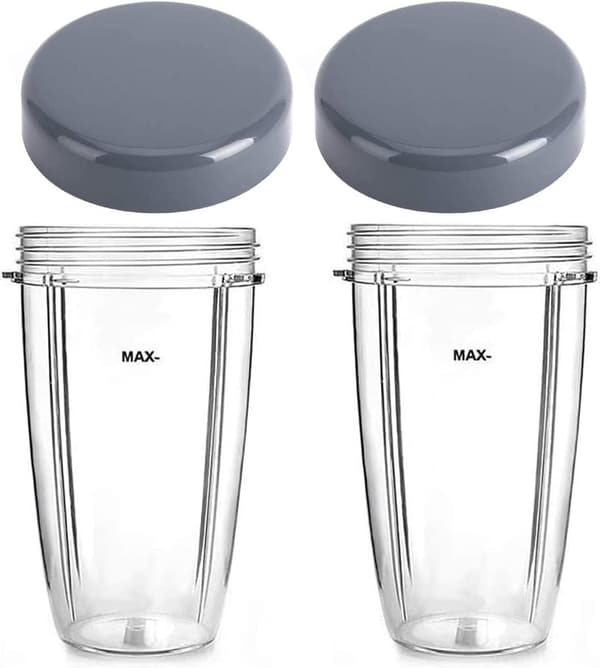 Blenderkopper Udskiftning Passer til Nutribullet Blender 24 OZ Kop med Låg, Kompatibel med Nutribullet 600W 900W Blender Juicer (2-pak)