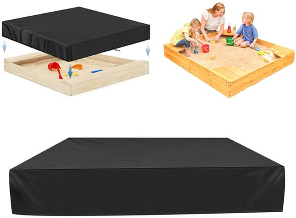 Vedenpitävä hiekkalaatikon suojus - 120 x 120 x 20 cm - Pölytiivis hiekkalaatikon suojus kiristysnyörillä - Oxford-kangasta - Leluhiekkalaatikon suoju