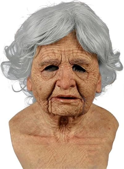 Halloween-maske, realistisk gammel mannsmaske, skummel menneskelig lateksmaske, skummel rynkemaske, Halloween-cosplay-kostymemaske, festrekvisitter