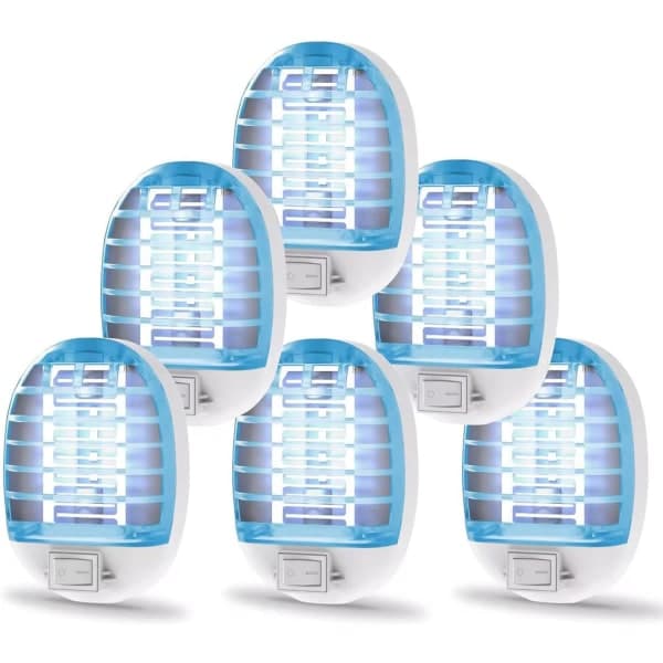 6-pak Bug Zapper til indendørs brug - elektronisk fluesmækker og myggedræber med blåt lys til hjem, kontor og baby