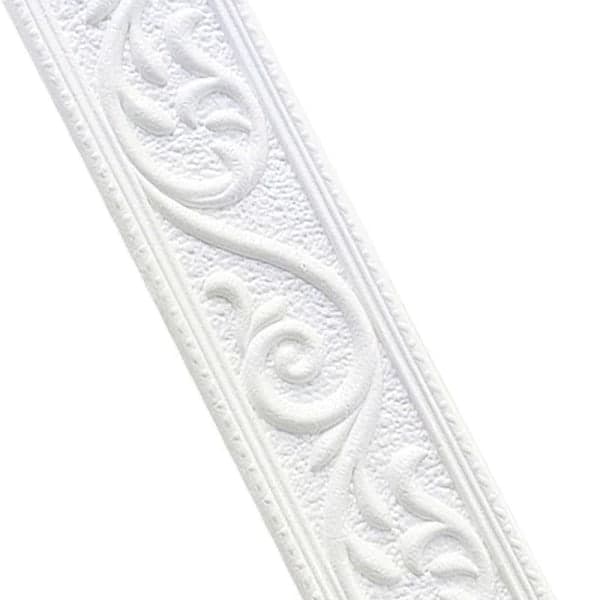 CDQ Tapetkant 3D Vandtæt Vægbeklædningslinje (Hvid, 230×6 cm)