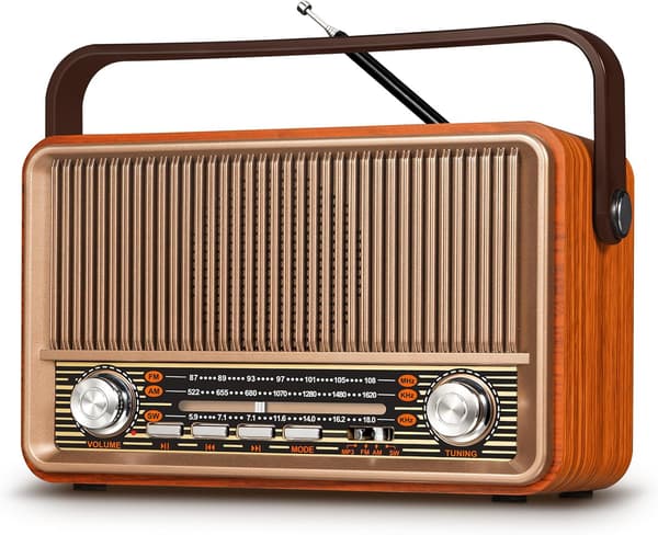 J-120 Vintage Radio, AM/FM/SW Bærbar Radio med 1800mAh Oppladbart Batteri eller AC Strømforsyning, Bluetooth Radio, Vintage Retro Radio Støtter USB/