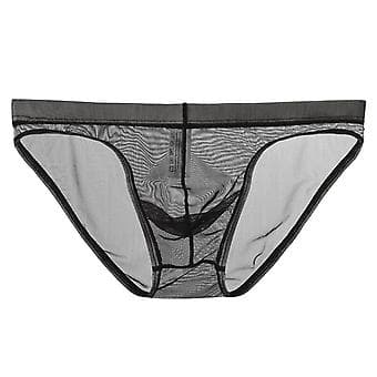 Fianao Lavt Liv U Konveks Herretruser Sexy Transparent Nett Garn Truser Daglig Bruk (XL Svart)