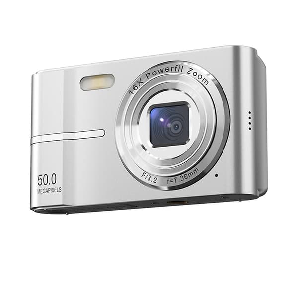 2,4 tuuman retro digitaalikamera 4K HD pieni kannettava CMOS-minikamera 50 megapikseliä 16x zoom videonauhuri kamera hopea-WELLNGS