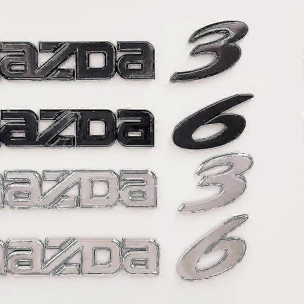 3D Krom Svarte ABS Bokstaver Bagasjerom Bakluke Bilmerke Klistremerke Dekal for Mazda 3 6 Tilbehør - WELLNGS