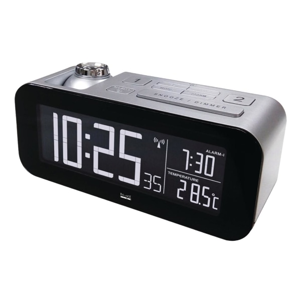 Balance Radio-controlled Alarm Clock Lcd Silver / Black