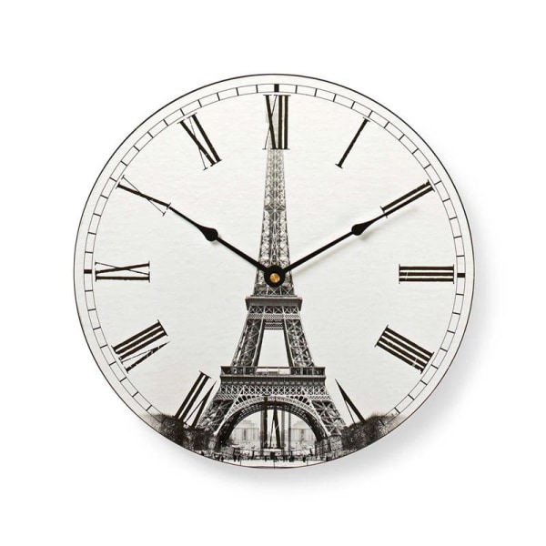 Nedis Rund Väggklocka | 30 Cm Diameter Bild Av Eiffeltornet