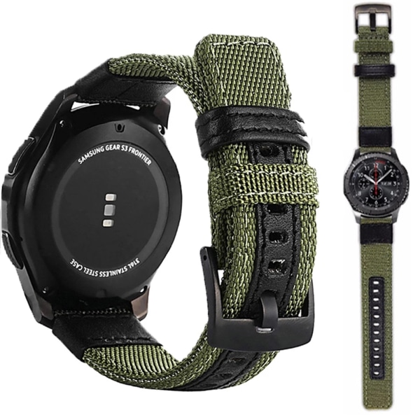 Floveme Stilfuldt Nylon Armbånd - Samsung Galaxy Watch S3 Frontier Grön 20mm